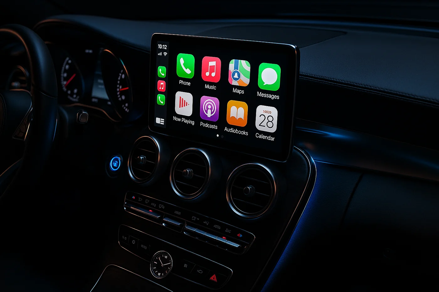 Écran CarPlay installé sur tableau de bord