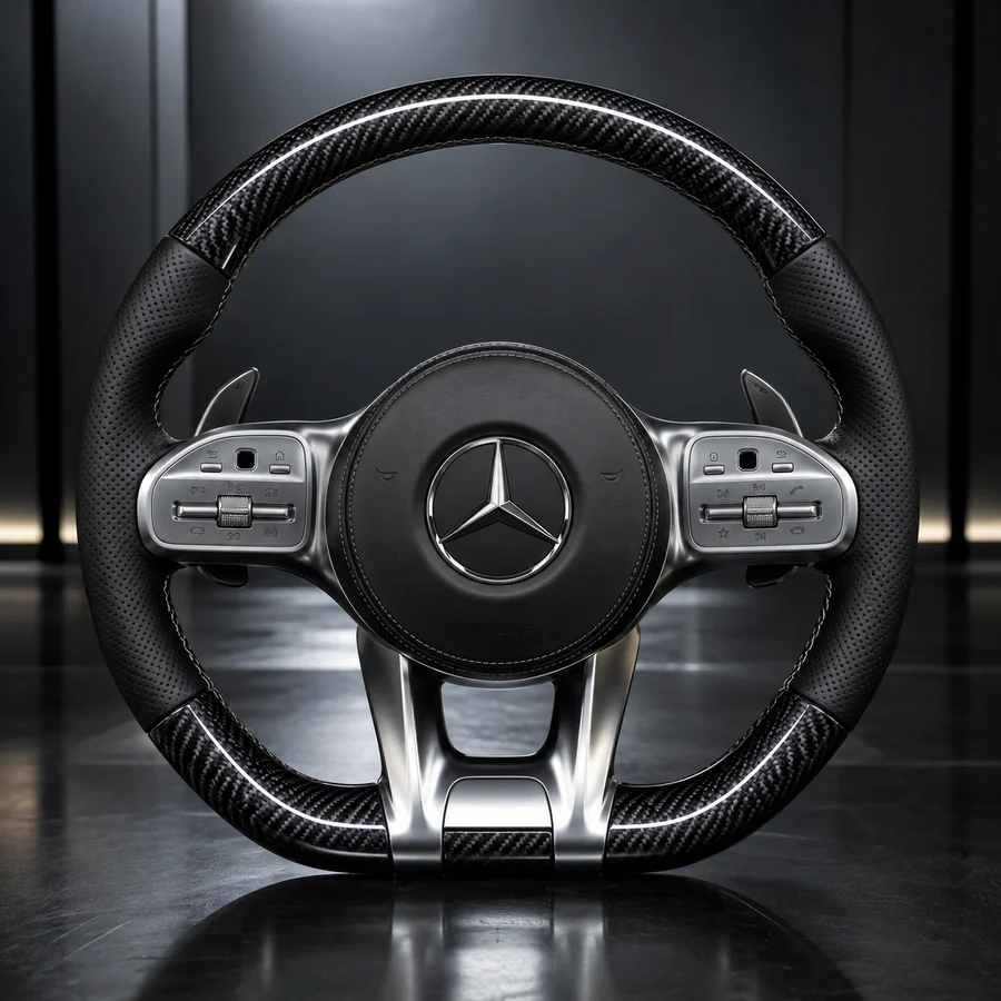 Inspiration volant Mercedes-Benz carbone et cuir perforé